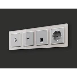 Комплект механизма TV розетки SAT 5-2400MHz 3.5dB Alfa Серебро глянец Quant Ambrella Volt MA413050 (