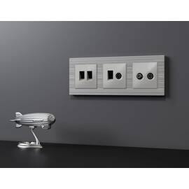 Комплект механизма розетки TV оконечной + SAT 5-862MHz 3.5dB/950-2150MHz 3.5dB Alfa Серебро глянец Q