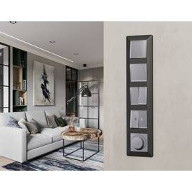 Комплект механизма 2-клавишного перекрестного выключателя 10A-250V Alfa Сталь матовый Quant Ambrella