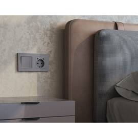 Комплект механизма электрической розетки 2USB С+C 20W с/з на винтовых зажимах 16A-250V Alfa Сталь ма