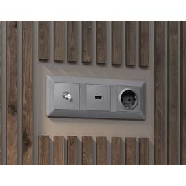 Комплект механизма TV розетки SAT 5-2400MHz 3.5dB Alfa Сталь матовый Quant Ambrella Volt MA513050 (A