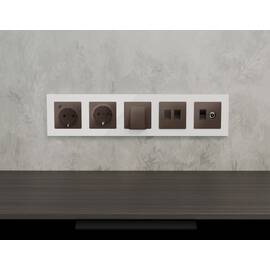 Комплект механизма электрической розетки 2USB С+C 20W с/з на винтовых зажимах 16A-250V Alfa Темная б