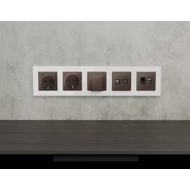 Комплект механизма розетки TV оконечной + SAT 5-862MHz 3.5dB/950-2150MHz 3.5dB Alfa Темная бронза ма