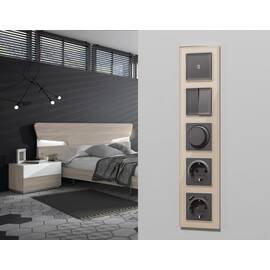 Комплект механизма 2-клавишного перекрестного выключателя 10A-250V Alfa Антрацит серый Quant Ambrell