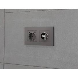 Комплект механизма электрической розетки 2USB С+C 20W с/з на винтовых зажимах 16A-250V Alfa Антрацит