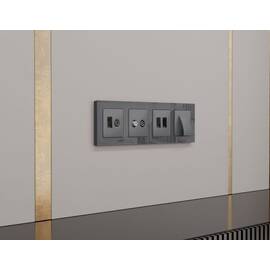 Комплект механизма компьютерной двойной розетки RJ-45 Ambrella Volt MA662110 (8P8C) CAT6 с автоматич