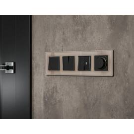 Комплект механизма 2-клавишного перекрестного выключателя 10A-250V Alfa Черный матовый Quant Ambrell