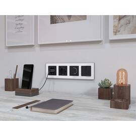 Комплект механизма электрической розетки 2USB С+C 20W с/з на винтовых зажимах 16A-250V Alfa Черный м