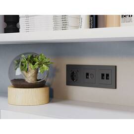 Комплект мех-ма розетки компьютерной + TV оконечной RJ-45 с автоматической защитной шторкой Alfa Гра