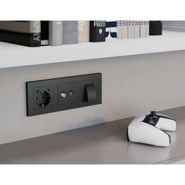 Комплект механизма розетки TV оконечной + SAT 5-862MHz 3.5dB/950-2150MHz 3.5dB Alfa Графит мягкое ка