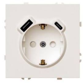 Розетка 1-местная з/ш с/з 16А + USB + Type C (механизм) Stekker Эмили RST16-5119-08 кашемир soft tou