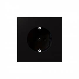 Розетка SCHUKO с защитными шторками 16A 250V 2P+T, цвет Черный матовый (soft touch) Jasmart FD5501PB