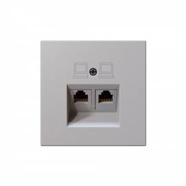 Интернет-розетка RJ45 двойная с накладкой, цвет Черный матовый (soft touch) Jasmart FD6106PWM