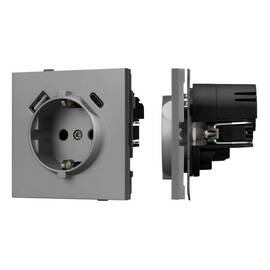 Механизм розетки с USB зарядкой Arlight SCT-TENDO-MUAC-PL-GR (230V, 16A) 054088