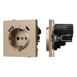 Механизм розетки с USB зарядкой Arlight SCT-TENDO-MUAC-PL-GD (230V, 16A) 054089