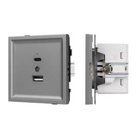 Механизм USB розетки Arlight SCT-TENDO-MUAC-PL-GR (5V, 3A, QC3) 054096