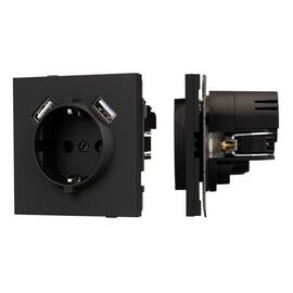 Механизм розетки с USB зарядкой Arlight SCT-TENDO-MUAA-SFPL-BK (230V, 16A) 054603