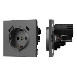 Механизм розетки с USB зарядкой Arlight SCT-TENDO-MUAC-SFPL-GR (230V, 16A) 054609