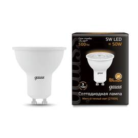 Лампа светодиодная Gauss GU10 5W 3000K матовая 101506105