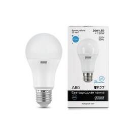 Лампа светодиодная Gauss E27 20W 6500K матовая 23239