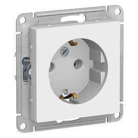 Розетка Systeme Electric ATLASDESIGN, скрытый монтаж, с заземлением, винтовые клеммы, белый