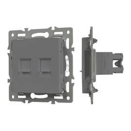 Механизм компьютерной розетки двойной Arlight SCT-MPC2-PL-GR (RJ-45, CAT6) 045338