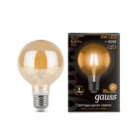 Лампа светодиодная филаментная Gauss E27 6W 2400K прозрачная 105802006