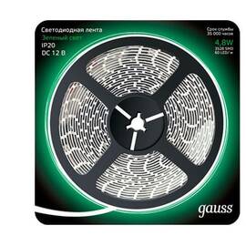 Светодиодная лента Gauss 4,8W/m 60LED/m 2835SMD зеленый 5M 312000605