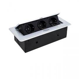 Розетка горизонтальная выдвижная 3 Euro 16A RocketSocket, цвет белый AM-G3EU-11