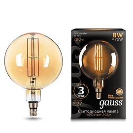 Лампа светодиодная филаментная Gauss E27 8W 2400K золотая 105802008