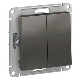 Переключатель 2-клавишный Systeme Electric ATLASDESIGN, скрытый монтаж, сталь