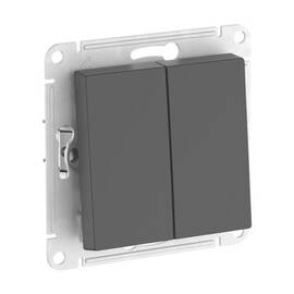 Переключатель 2-клавишный Systeme Electric ATLASDESIGN, скрытый монтаж, быстрозажимные клеммы, карбон