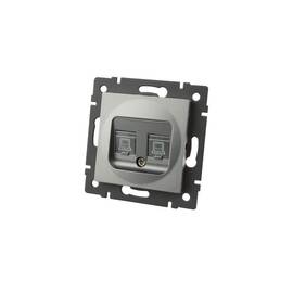 Механизм компьютерной розетки двойной Arlight SCT-MPC2-PL-GR-V (RJ-45, CAT6) 049851