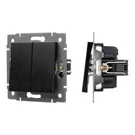 Механизм выключателя двухклавишный непроходной Arlight SWT-MK02-PL-BK-V (250V, 10A) 049888
