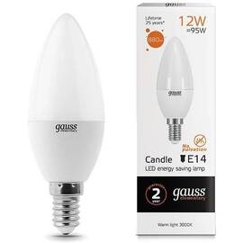 Лампа светодиодная Gauss E14 12W 3000K матовая 33112