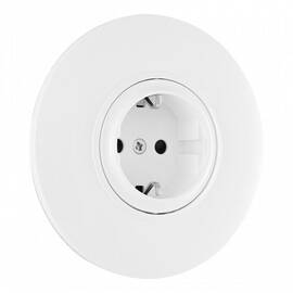 Розетка круглая с/з и шторками и рамкой Arte Milano SET08-1-40-1 white