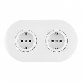 Круглая розетка двойная (двухпостовая) с/з и шторками Arte Milano SET08-2-40-1x2 white
