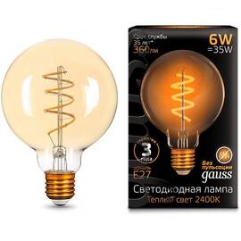 Лампа светодиодная филаментная Gauss E27 6W 2400K золотая 105802007
