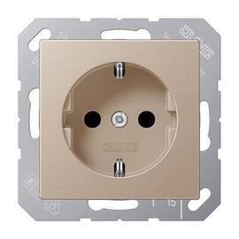 Розетка с заземлением с защитными шторками безвинтовой зажим Jung A 500 шампань A1520KICH