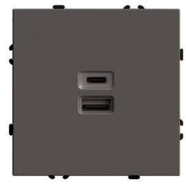 Розетка 2-местная USB + Type C (механизм) Stekker Эмили 250В 20W RST10-5115-09 антрацит soft touch 4