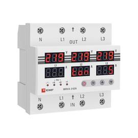 Трехфазное реле напряжения и тока с дисплеем 63A EKF 90х90х60 мм