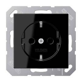 Розетка с заземлением безвинтовой зажим Jung A 500 черная A1520SW