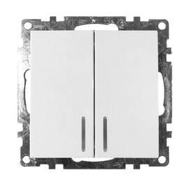 Выключатель двухклавишный Stekker Катрин с подсветкой белый GLS10-7102-01 39301