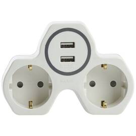 Разветвитель сетевой с 2хUSB Stekker 2гн с/з ADP16-14-20 32872