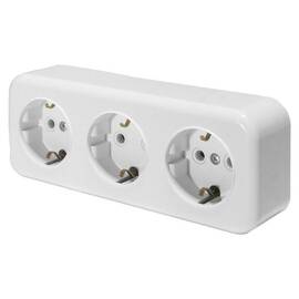 Розетка тройная 2P+PE Stekker Брест белый PST16-51-20 39697