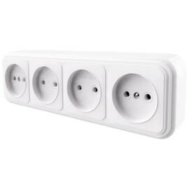 Розетка четырехместная 2P Stekker Брест белый PST16-60-20 39701