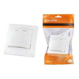 Выключатель двухклавишный TDM Electric Таймыр 10А 250V с подсветкой белый SQ1814-0005