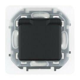 Розетка 2К+З IP 44 с откидной крышкой и шторками - немецкий стандарт - 16 А - 250 В~ - INSPIRIA - антрацит