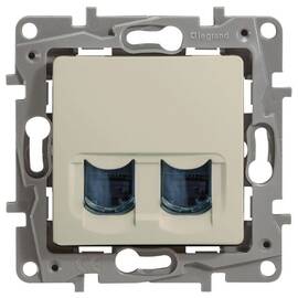 Розетка RJ45 Cat.6 двойная UTP, слоновая кость