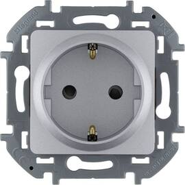 Розетка 2К+З со шторками - немецкий стандарт - 16 А - 250 В~ - INSPIRIA - алюминий